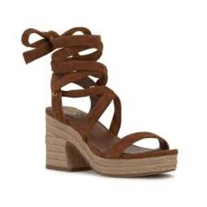 Vince Camuto Roreka Strappy Espadrille Brown Wedge Sandals 7.5